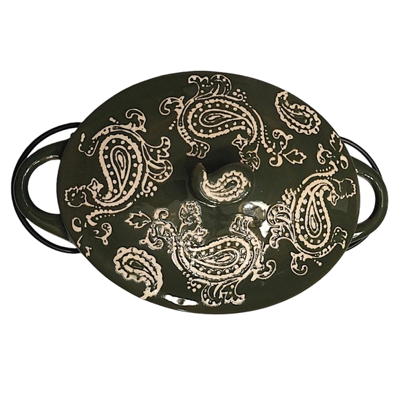 Temp-tations Presentable Ovenware by Tara Vintage Paisley Stoneware in Green 9oz - Picture 2 of 10